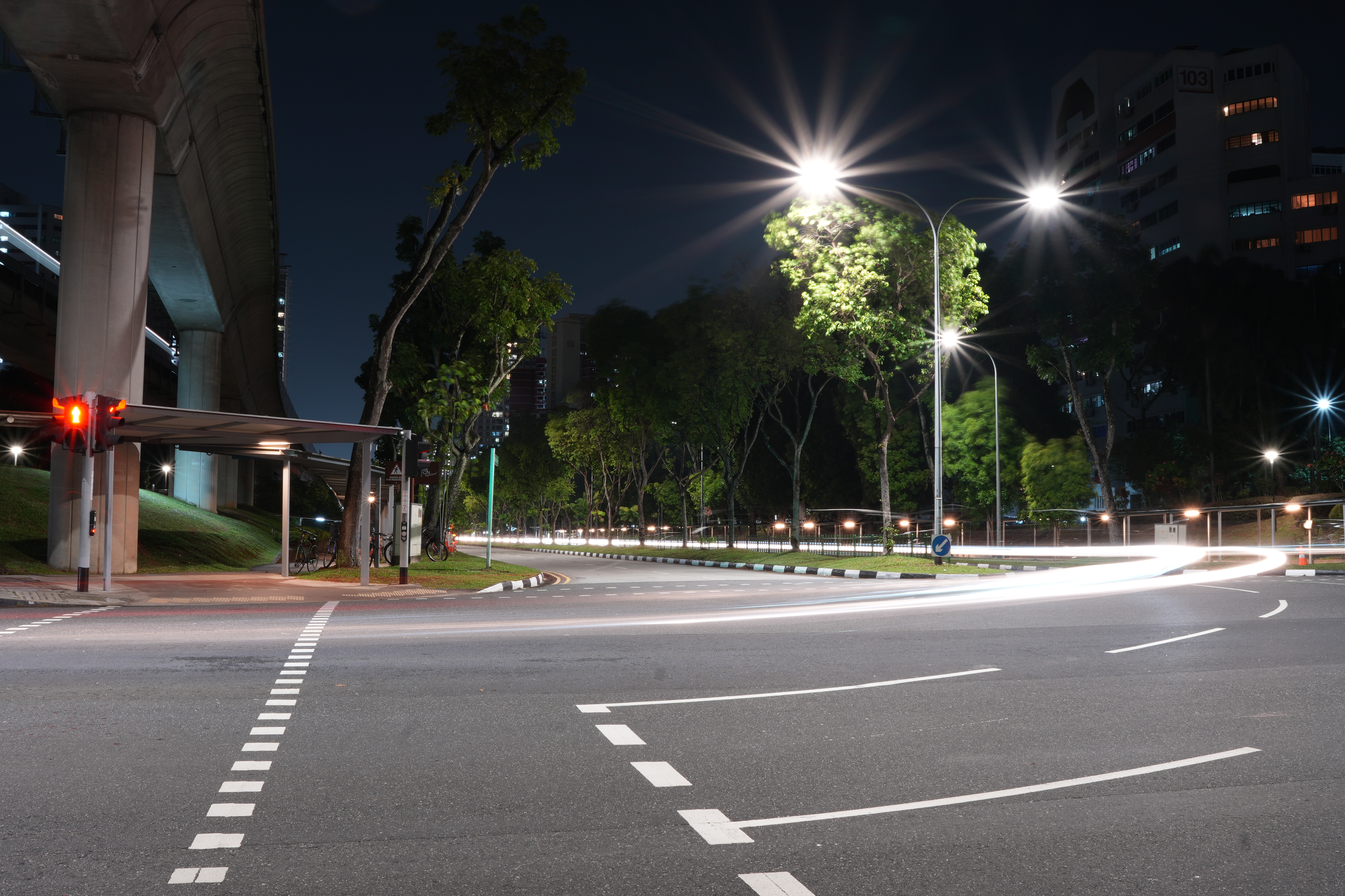 Long exposure image of multiple cars passing by