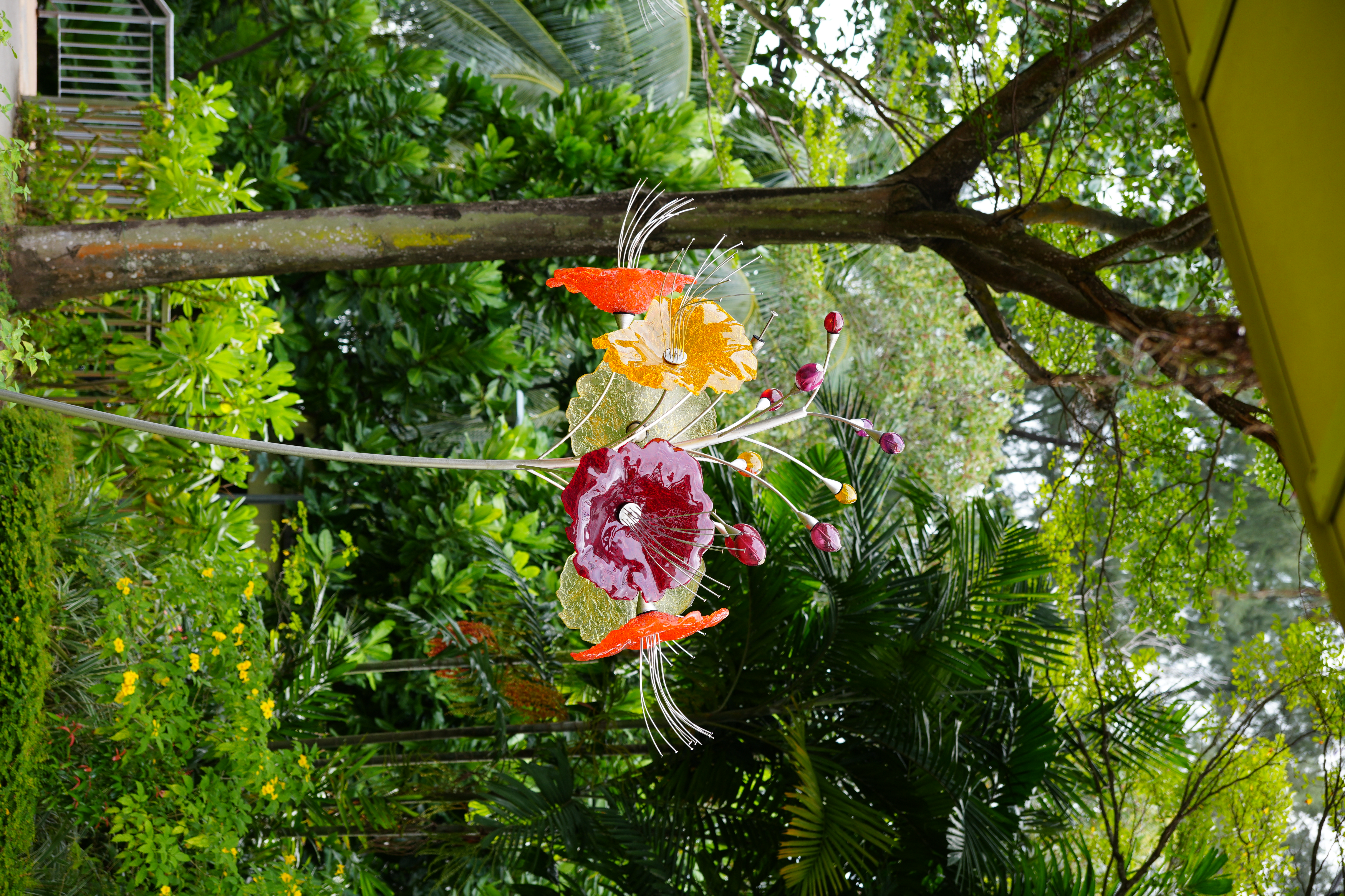 Colorful sculpture of a blossoming flower