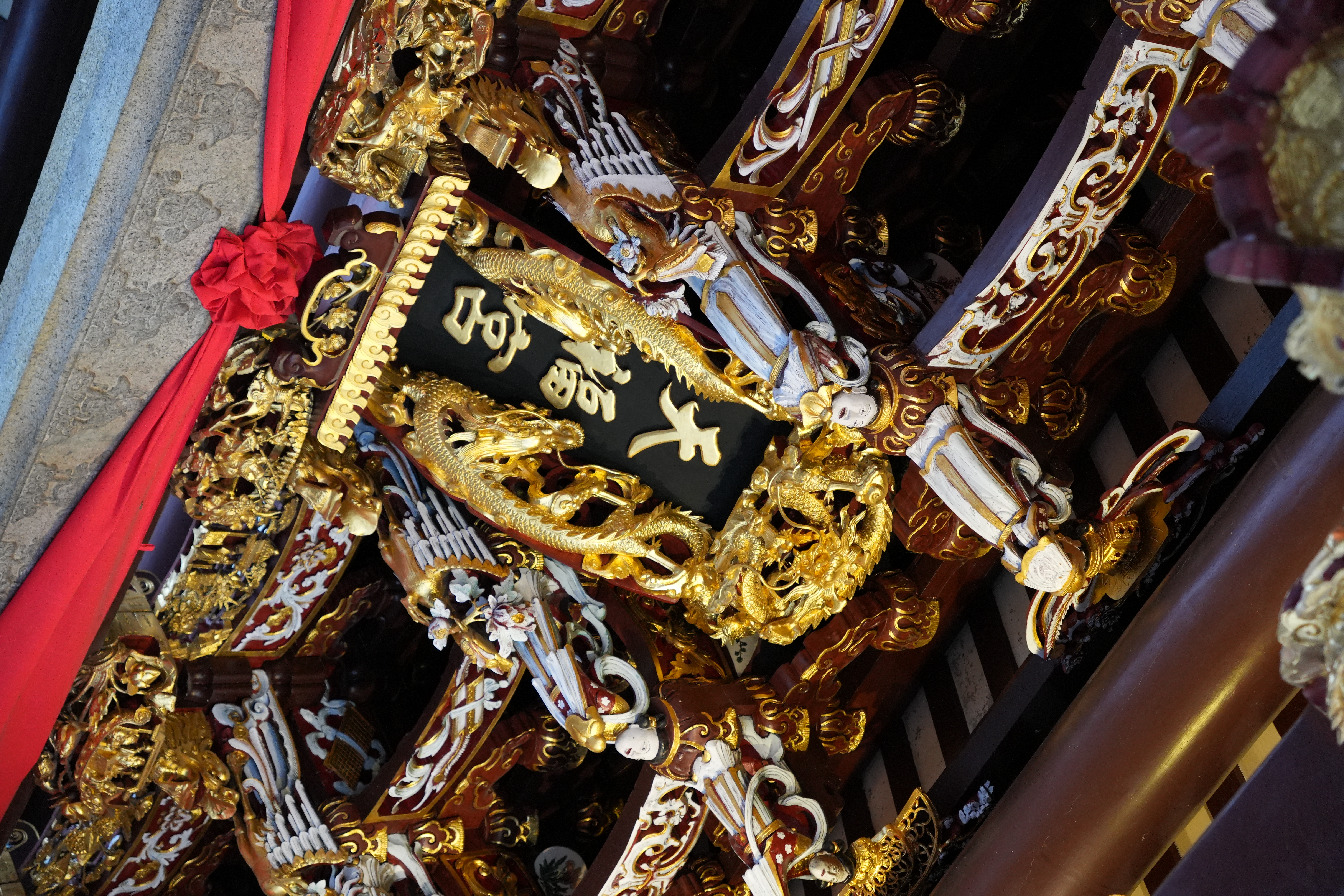 Golden decorations at a temple in China Town